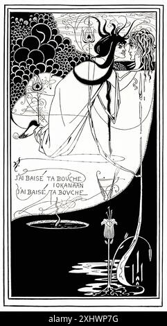 BEARDSLEY Aubrey The Climax [J'ai baisé ta bouche Iokanaan] aus Salome A Tragedy in One Act 1894 – Illustration der viktorianischen Ära Stockfoto