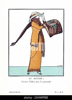 ROVIRA, Francisco Javier. Au Revoir! - Kostüm Tailleur pour la Promenade, Teller V aus der Gazette du Bon Ton, Vo - Art Nouveau Vintage Printlume 1, Nr. 1, November 1912, Stockfoto