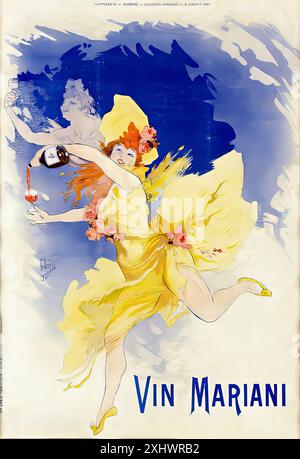 CHÉRET Jules (1836-1932) - Vin Mariani Courrier französischer Beilage 6. Januar 1894 - französischer Belle Epoque-Druck Stockfoto