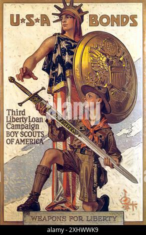 LEYENDECKER J-C (Joseph Christian, 1874-1951). USA Bonds, Weapons for Liberty, 1917. - Vintage-Illustration Stockfoto