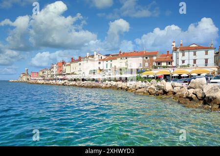 Uferpromenade in Piran, adria, Slowenien Stockfoto