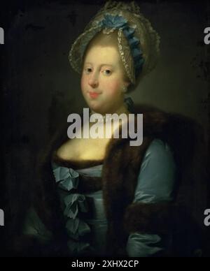 Porträt von Caroline Mathilde, Königin von Christian VII., gemalt von Jens Juel (1745–1802), mit königlicher Kleidung, Gesichtszügen und dänischen Hofporträts aus dem 18. Jahrhundert. Stockfoto