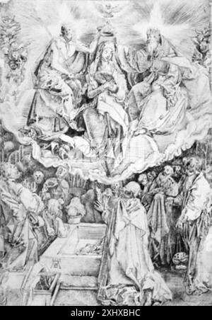 Die Himmelfahrt und Krönung der Jungfrau Ubekendt Tysk , Dürer, Albrecht 1471 - 1528 Zeichnung deutscher Zeichnungen vor 1540. Mitteleuropäische Zeichnungen in der Abteilung für Drucke und Zeichnungen, Statens Museum für Kunst, Mikael Bøgh Rasmussen, 78, 2001-248, 2000 die Himmelfahrt und Krönung der Jungfrau Stockfoto