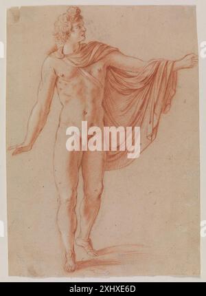 Zeichnung der Apollo Belvedere-Statue von Peter Paul Rubens, die Figur, Haltung und klassische Proportionen zeigt. Stockfoto