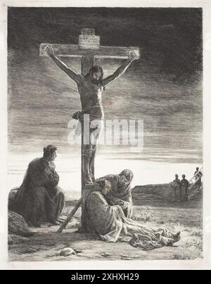 Christ on the Cross Bloch, Carl 1834 – 1890 Etching, Print Beskrivende Fortegnelse over Carl Blochs 78 Raderinger, J. R. Thiele, 59, 1490, 1898 Kristus på Korset Stockfoto