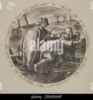 Der Blinde führt den Blinden Heyden, Pieter van der 1530–1572, Bruegel d.Æ., Pieter 1526–1569 Kupferstich, Druck der neue Hollstein niederländische und flämische Radierungen, Stiche und Holzschnitte 1450–1700, Pieter Bruegel der ältere, Nadine M. Orenstein, A14, 9077551549, 2006 der Blinde führt den Blinden Stockfoto