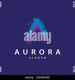 Aurora Light Wave Sky View Logo, Einfaches Abstraktes Templet Illustrationsdesign Stock Vektor