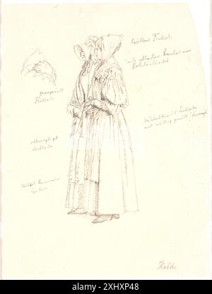 Studentenzeichnung für die Frauenfiguren auf dem Gemälde, Blick von der Sortedamssøen Richtung Østerbro Købke, Christen 1810 - 1848 Zeichnung Studietegning til kvindefigurerne på maleriet, Udsigt fra Dosseringen ved Sortedamssøen mod Østerbro Stockfoto