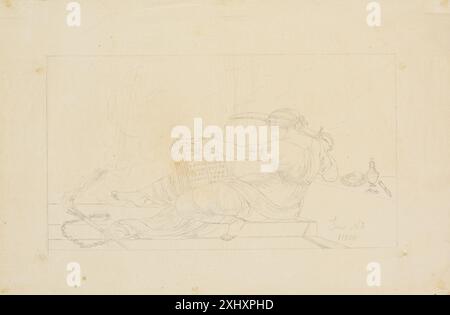 Eine Zeichnung von J.F. Clemens, die Aspekte der islamischen Religion illustriert und symbolische und religiöse Elemente in einer visuellen Studie zeigt. Stockfoto