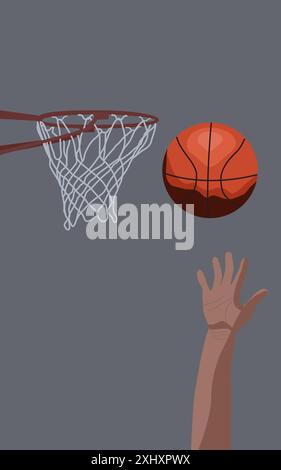 Basketballring mit Ball. Basketball-Banner, Postervorlage. Vektorabbildung Stock Vektor