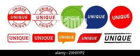 Einzigartiger Aufkleber im Retro-Vintage-Design mit Sprechblase und Gummistempel Stock Vektor