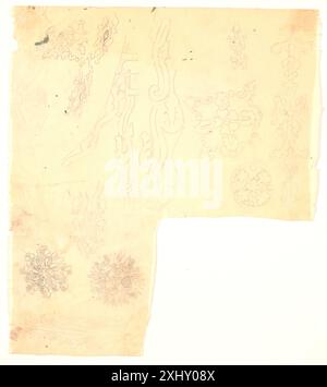 Zeichnung von Joakim Skovgaard mit einem dekorativen Entwurf, der sich auf Designelemente, Muster und ornamentale Motive konzentriert. Stockfoto