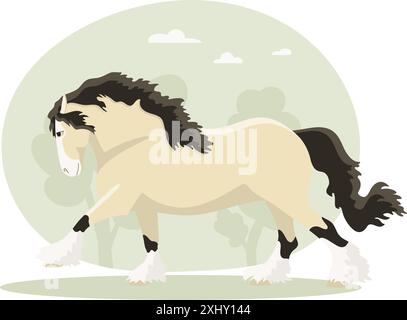 Galoppierender Tinkerhengst, Vektor-Illustration Stock Vektor