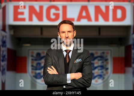 Aktenfoto vom 01.12.2016 von New England Manager Gareth Southgate nach einer Pressekonferenz im Wembley Stadium, London. Gareth Southgate wird seine Rolle als England-Trainer verlassen, wie die Football Association bekannt gab. Ausgabedatum: Dienstag, 16. Juli 2024. Stockfoto