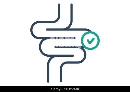 Darmsymbol. Symbol zum Verdauungssystem. Liniensymbolstil. Vektorillustration der Darmgesundheit Stock Vektor