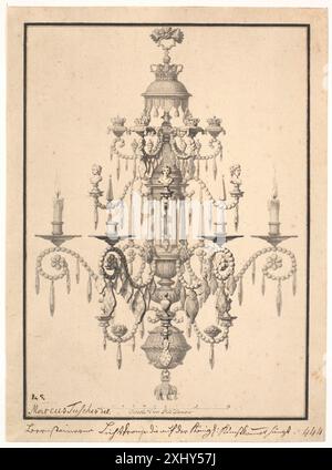 A Kronleuchter Tuscher, Marcus 1705 - 1751 Zeichnung Hofmaler og Hofbygmester Carl Marcus Tuscher, Martin Due, OMT. 117f, afb. S. 117, 44082, 1916 DE Lysekron Stockfoto