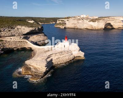 Bonifacio Roter Leuchtturm aus Korsika Frankreich Stockfoto