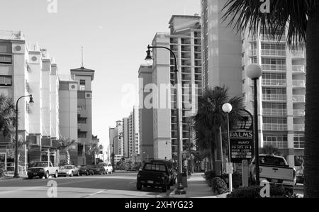 Luxuriöse Strandhotels am Grand Strand, Myrtle Beach, South Carolina. Hotels am Ocean Blvd. Stockfoto