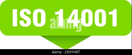 Aufkleber nach iso 14001. iso 14001-Zeichen auf transparentem Hintergrund. Rechteckige Taste Stock Vektor