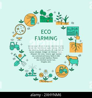 ECO Farming Rundbannervorlage mit Textstelle. Vektorabbildung. Stock Vektor