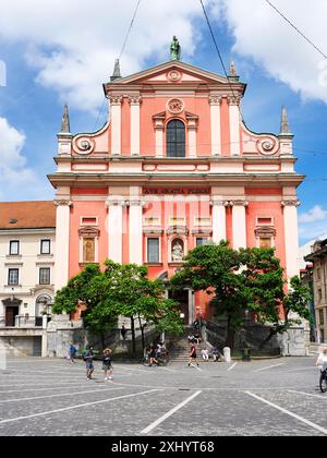 Die Franziskanerkirche der Verkündigung auf dem Platz Preseren Ljubljana Slowenien Stockfoto