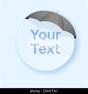 Runder Glasrahmen unter einem Schirm. Freier Platz für Ihren Text. Vektorabbildung. Stock Vektor
