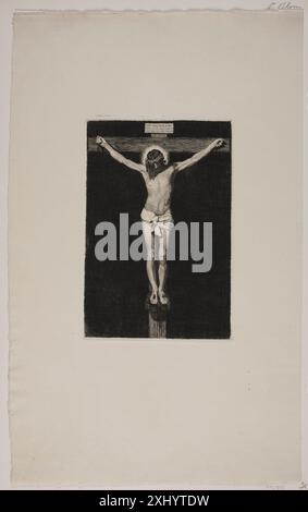 Christ on the Cross Blom, G.V. 1853 - 1942, Krøyer, S. 1851 - 1909, Velázquez, Diego 1599 - 1660 Etching, Druck Kristus på Korset Stockfoto