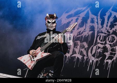 Kopenhagen, Dänemark. Juni 2024. Die russisch-britische Deathcore-Band Slaughter to Supreme feiert ein Live-Konzert während des dänischen Heavy-Metal-Festivals Copenhell 2024 in Kopenhagen. Stockfoto