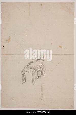 Eine Zeichnung von Jacques Francois Joseph Saly, die eine Studie über eine trauernde weibliche Figur zeigt, die zwischen 1717 und 1776 entstanden ist. Stockfoto