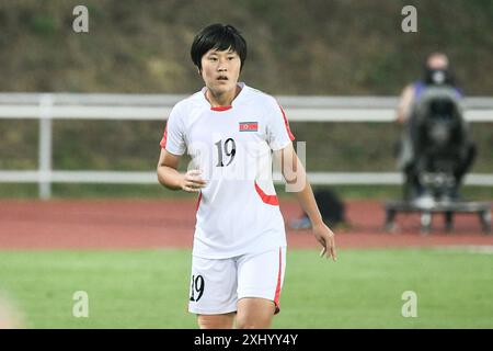 Moskau, Russland. Juli 2024. Kim Su-Rim aus Nordkorea wurde während der Freundschaftsspiele zwischen Russland und der DVRK im Moskvich-Stadion gesehen. Endstand; Russland 0:0 Nordkorea. Quelle: SOPA Images Limited/Alamy Live News Stockfoto