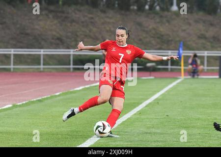 Moskau, Russland. Juli 2024. Alsu Abdullina aus Russland wurde während der Freundschaftsspiele der Frauen zwischen Russland und der DVRK im Moskwitsch-Stadion im Einsatz gesehen. Endstand; Russland 0:0 Nordkorea. (Foto von Daniel Felipe Kutepov/SOPA Images/SIPA USA) Credit: SIPA USA/Alamy Live News Stockfoto