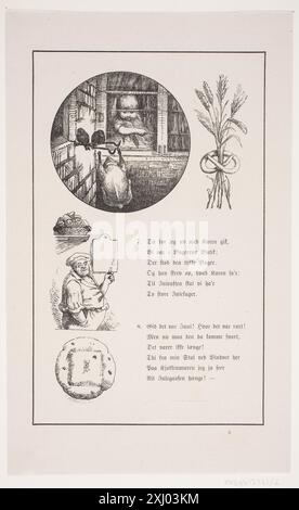 Illustration zu Johan Krohn, 'Peters Christmas Hendriksen, F. 1847 - 1938, Krohn, Pietro Købke 1840 - 1905, Fr. Wøldikes Forlag 1855 Xylograph, Druckillustration Till Johan Krohn, 'Peters jul Stockfoto