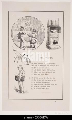 Illustration zu Johan Krohn, 'Peters Christmas Sandberg, Carl Leonard 1839 - 1885, Krohn, Pietro Købke 1840 - 1905, Fr. Wøldikes Forlag 1855 Xylograph, Druckillustration Till Johan Krohn, 'Peters jul Stockfoto