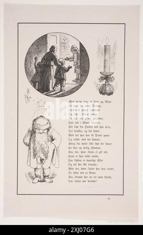 Illustration zu Johan Krohn, 'Peters Christmas Hendriksen, F. 1847 - 1938, Krohn, Pietro Købke 1840 - 1905, Fr. Wøldikes Forlag 1855 Xylograph, Druckillustration Till Johan Krohn, 'Peters jul Stockfoto