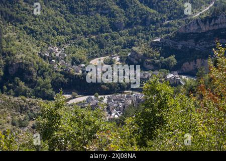 Dorf Saine Enimie, Lozère, Gorges du Tarn, Frankreich Stockfoto