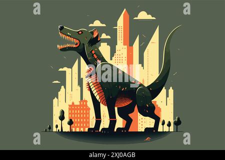 Dogzilla-Vektor-Illustration Stock Vektor