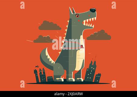 Dogzilla-Vektor-Illustration Stock Vektor