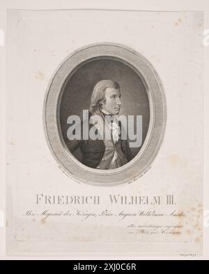 Friedrich Wilhelm II. Von Preußen Haas, Meno 1752 - 1833, Plötz, Heinrich 1747 - 1830, Horneman, Christian 1765 - 1844 Kupferstich, Print Neues allgemeines Künstlerlexicon: oder Nachrichten von dem Leben und Werken der Maler, Bildhauer, Baumeister, Kupferstecher, Formschneider, Lithographen, Zeichner, Medailleure, Elfenbeinarbeiter usw., g. K. Nagler, V, S. 479, D 6331, 1835-1852 Frederik Wilhelm II af Preussen Stockfoto