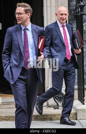 London, 16. Juli 2024. Darren Jones, Chief Secretary of the Treasury, MP Bristol North West und John Healey, Verteidigungsminister, MP Rawmarsh und Conisbrough. Die Minister nehmen an der Kabinettssitzung der Labour Party in der Downing Street, London, UK, Teil. Credit: Imageplotter/Alamy Live News Stockfoto