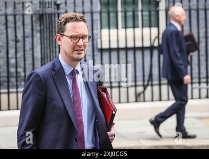 London, 16. Juli 2024. Darren Jones, Chief Secretary of the Treasury, MP Bristol North West und John Healey, Verteidigungsminister, MP Rawmarsh und Conisbrough. Die Minister nehmen an der Kabinettssitzung der Labour Party in der Downing Street, London, UK, Teil. Credit: Imageplotter/Alamy Live News Stockfoto