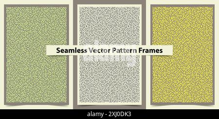 Reaktionsdiffusion, nahtloses Muster, monochromes nahtloses Muster mit chaotischer Bewegung. Lineares Design, biologische Formen endlose Abstraktionskunst Stock Vektor