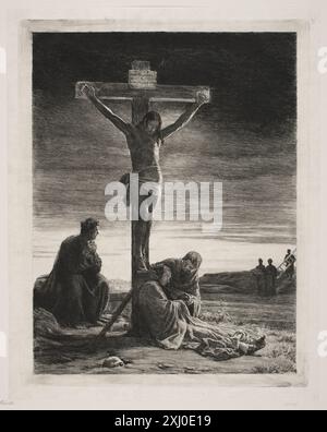 Christ on the Cross Bloch, Carl 1834 – 1890 Etching, Print Beskrivende Fortegnelse over Carl Blochs 78 Raderinger, J. R. Thiele, 59, 1490, 1898 Kristus på Korset Stockfoto