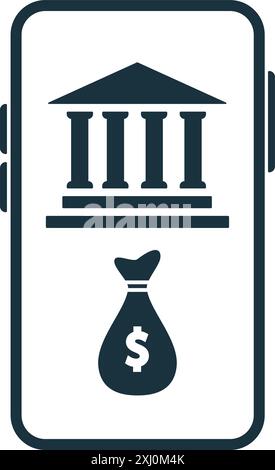 Symbol für mobiles Banking. Einfaches kreatives Element. Ausgefülltes Monochrom-Symbol für mobiles Banking für Vorlagen, Infografiken und Banner Stock Vektor