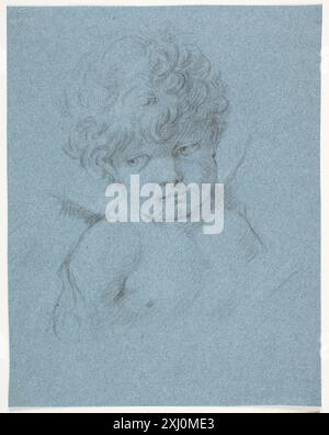 Zeichnung eines geflügelten Engels oder Amors mit der Brust von Jacques Francois Joseph Saly (1717–1776), dokumentiert in Studien der Académie de Peinture de Paris (1896). Stockfoto