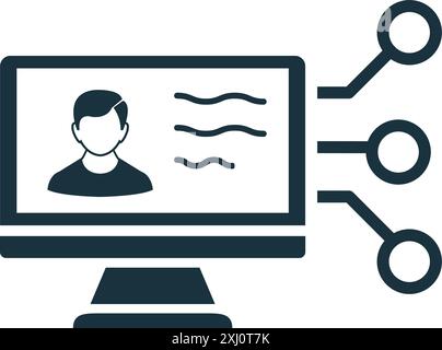 Symbol für digitale Identität. Einfaches kreatives Element. Ausgefülltes Schwarzweiß-Symbol für Vorlagen, Infografiken und Banner Stock Vektor