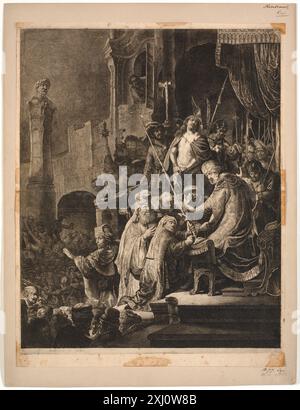 Christus vor Pilatus: Große Platte Rembrandt van Rijn 1606 - 1669, Vliet, Jan Gillisz. Van 1600 - 1668 Ätzen, Druck der neue Hollstein Niederländisch und flämisch Ätzungen, Stiche und Holzschnitte 1450-1700, Rembrandt (7 Bände: Text, Platten, Kopien), Erik Hinterding, 155 kopi c II, C 55013:1-7, 2013. Hollsteins niederländische und flämische Radierungen, Stiche und Holzschnitte 1450-1700 (Band XVIII - XIX), Rembrandt van Rijn, Christopher White, 77 kopi 2, C 38945, 1969 Christus vor Pilatus: große Platte Stockfoto