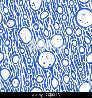 Weiche blaue Wasserblasen mit kreisförmigem Punktmuster. Beachy kreist sich wie ein organischer Wassertropfenhintergrund für Sommerdesign-Wiederholungsfliesen. Stockfoto