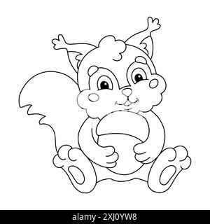 Ausmalseite für Kinder. Digitaler Stempel. Figur im Cartoon-Stil. Isoliert auf weißem Hintergrund. Vektorabbildung. Stock Vektor