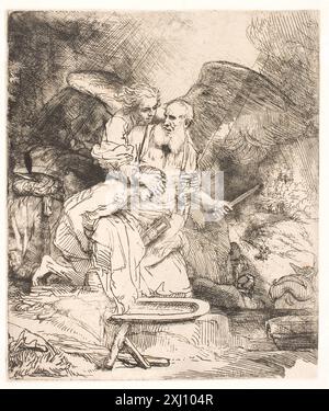 Abraham's Opfergabe Rembrandt van Rijn 1606 - 1669 Gravur, Druck der neue Hollstein Niederländisch und flämisch Radierungen, Stiche und Holzschnitte 1450-1700, Rembrandt (7 Bände: Text, Platten, Kopien), Erik Hinterding, 287, C 55013:1-7, 2013. Die Illustrierte Bartsch 50, Beilage, Rembrandt Harmensz. Van Rijn, Stephanie S. Dickey, 35, C 36238, 1993. Rembrandts Radierungen: Ein Essay und ein Katalog mit einigen Notizen zu den Zeichnungen, Arthur M. Hind, 283, 6545, 1912. L'oeuvre gravé de Rembrandt: Avec un catalog raisonné, Dmitri Rovinski, 35, 6728, 1890. Hollsteins niederländische und flämische Radierungen, Stiche und Stockfoto