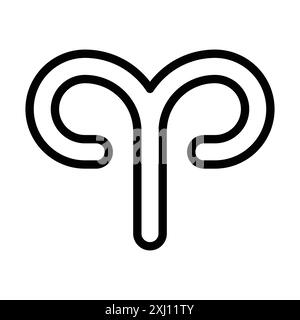 Aries Sternzeichen Symbol Linear Logo Set Kollektion in Schwarz-weiß für Web Stock Vektor